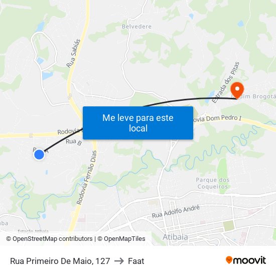 Rua Primeiro De Maio, 127 to Faat map