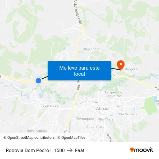 Rodovia Dom Pedro I, 1500 to Faat map