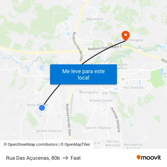 Rua Das Açucenas, 80b to Faat map