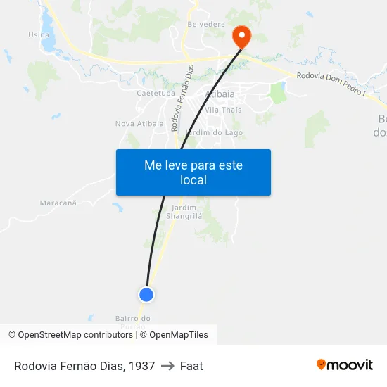 Rodovia Fernão Dias, 1937 to Faat map