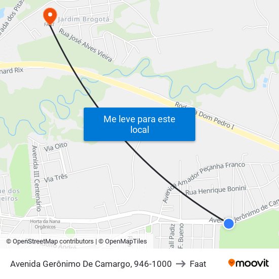 Avenida Gerônimo De Camargo, 946-1000 to Faat map