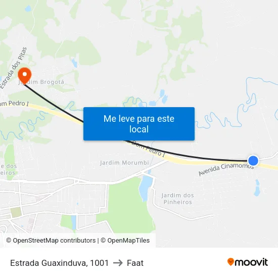 Estrada Guaxinduva, 1001 to Faat map