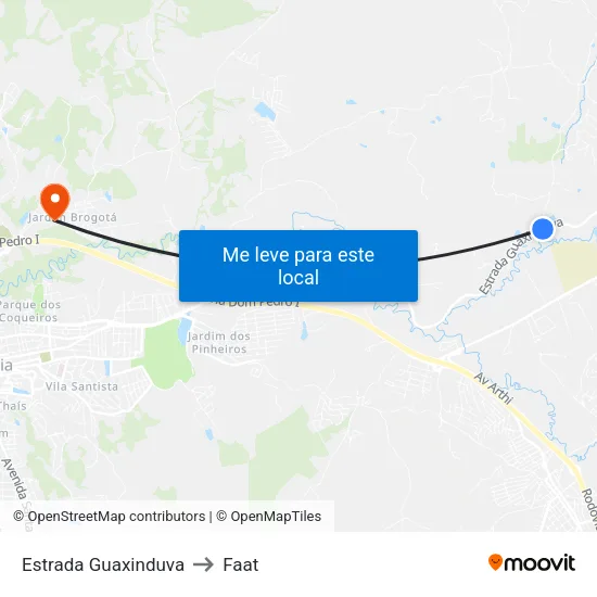 Estrada Guaxinduva to Faat map