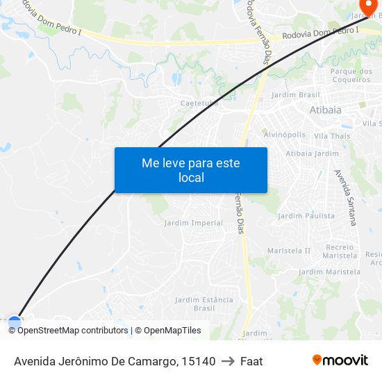 Avenida Jerônimo De Camargo, 15140 to Faat map