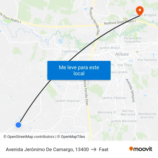 Avenida Jerônimo De Camargo, 13400 to Faat map