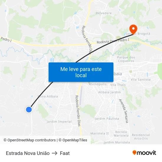 Estrada Nova União to Faat map