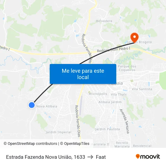 Estrada Fazenda Nova União, 1633 to Faat map