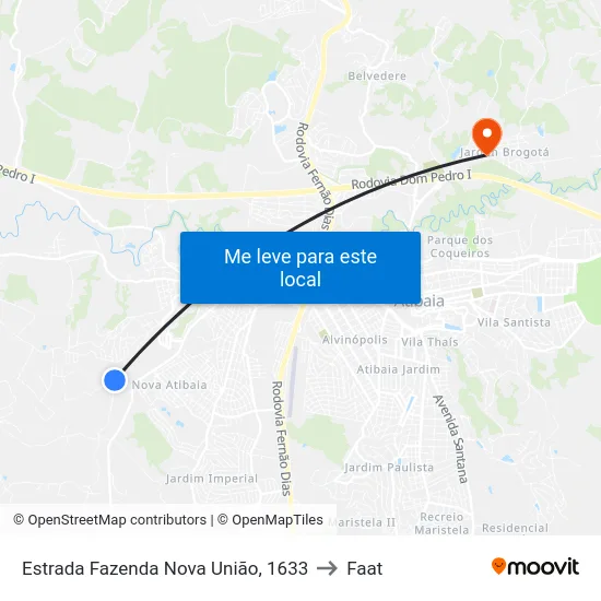 Estrada Fazenda Nova União, 1633 to Faat map