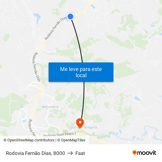 Rodovia Fernão Dias, 8000 to Faat map