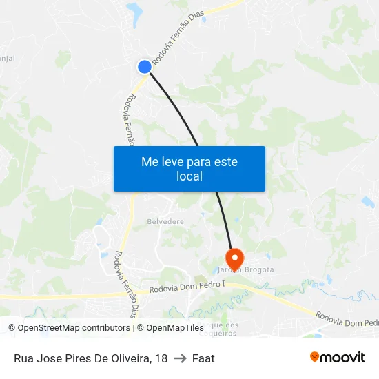 Rua Jose Pires De Oliveira, 18 to Faat map