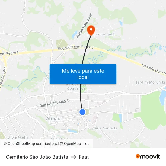 Cemitério São João Batista to Faat map