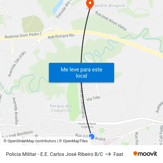 Policia Militar - E.E. Carlos José Ribeiro B/C to Faat map