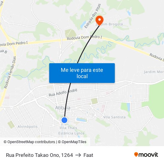 Rua Prefeito Takao Ono, 1264 to Faat map