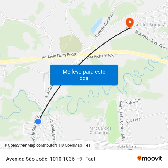 Avenida São João, 1010-1036 to Faat map