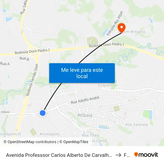 Avenida Professsor Carlos Alberto De Carvalho Pinto, 2-172 to Faat map