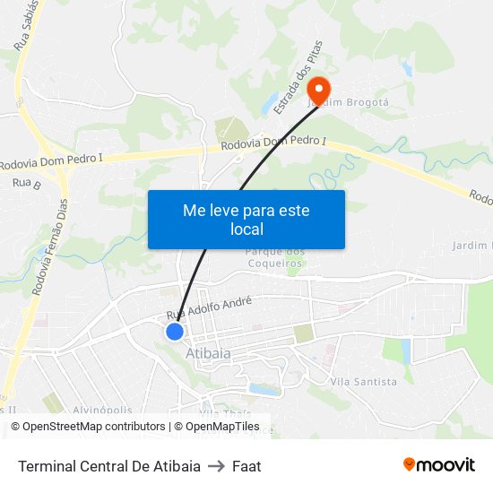 Terminal Central De Atibaia to Faat map