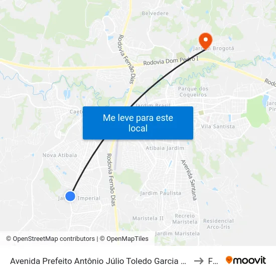 Avenida Prefeito Antônio Júlio Toledo Garcia Lopes, 2939 to Faat map