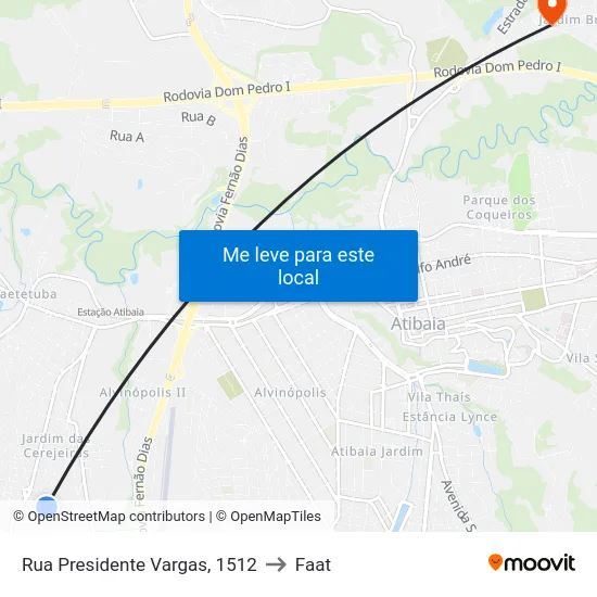 Rua Presidente Vargas, 1512 to Faat map