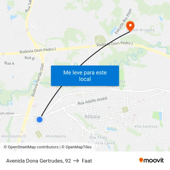 Avenida Dona Gertrudes, 92 to Faat map