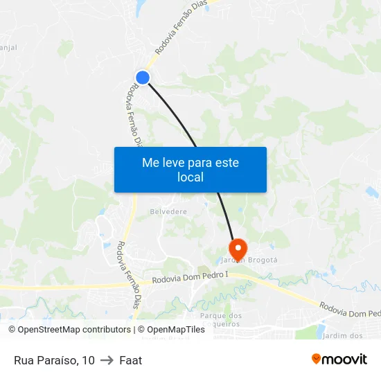 Rua Paraíso, 10 to Faat map