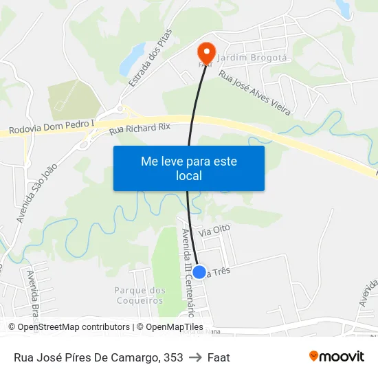 Rua José Píres De Camargo, 353 to Faat map
