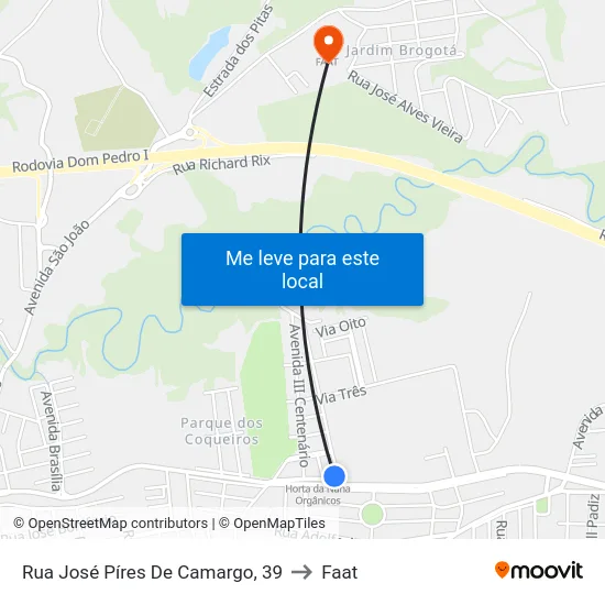 Rua José Píres De Camargo, 39 to Faat map