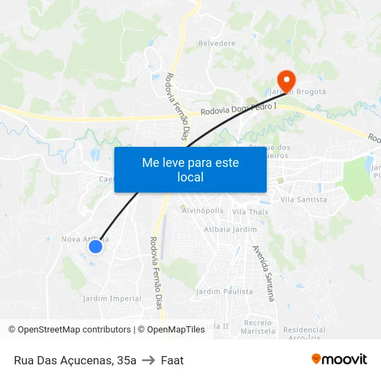 Rua Das Açucenas, 35a to Faat map