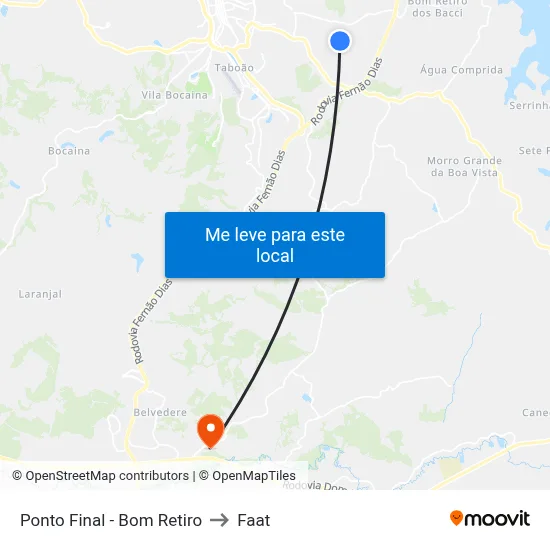 Ponto Final - Bom Retiro to Faat map