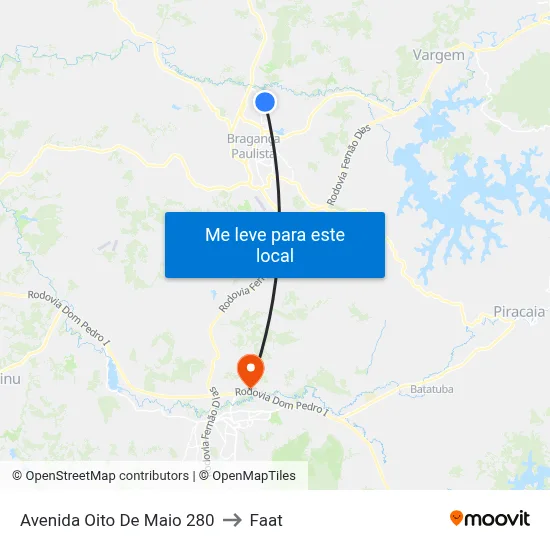 Avenida Oito De Maio 280 to Faat map