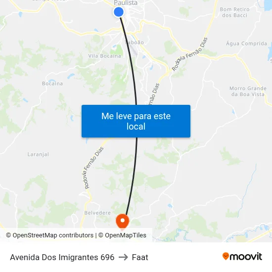 Avenida Dos Imigrantes 696 to Faat map