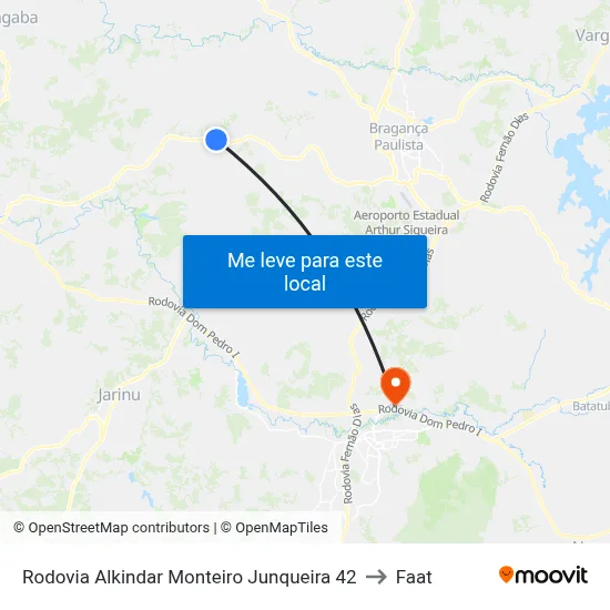 Rodovia Alkindar Monteiro Junqueira 42 to Faat map