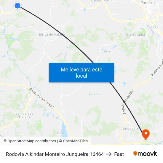 Rodovia Alkindar Monteiro Junqueira 16464 to Faat map
