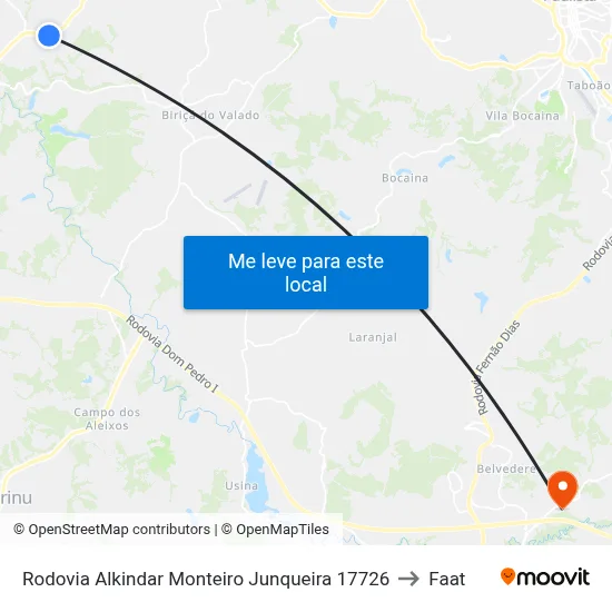 Rodovia Alkindar Monteiro Junqueira 17726 to Faat map