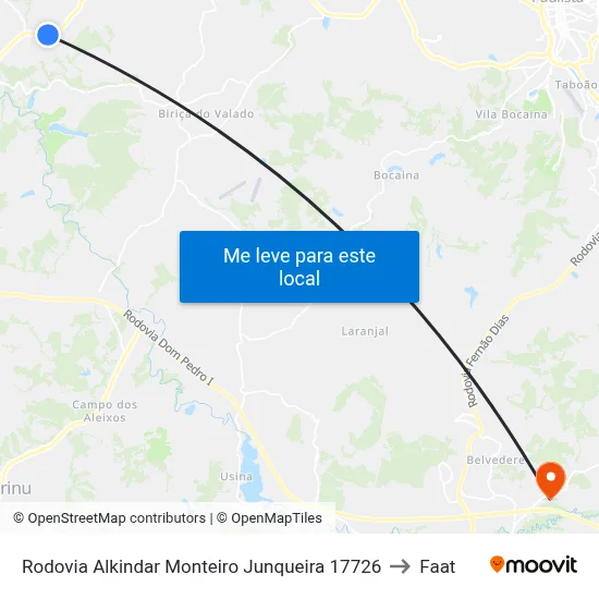 Rodovia Alkindar Monteiro Junqueira 17726 to Faat map