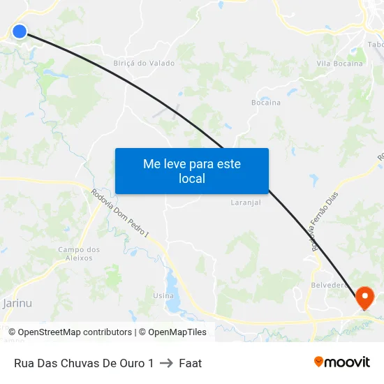Rua Das Chuvas De Ouro 1 to Faat map
