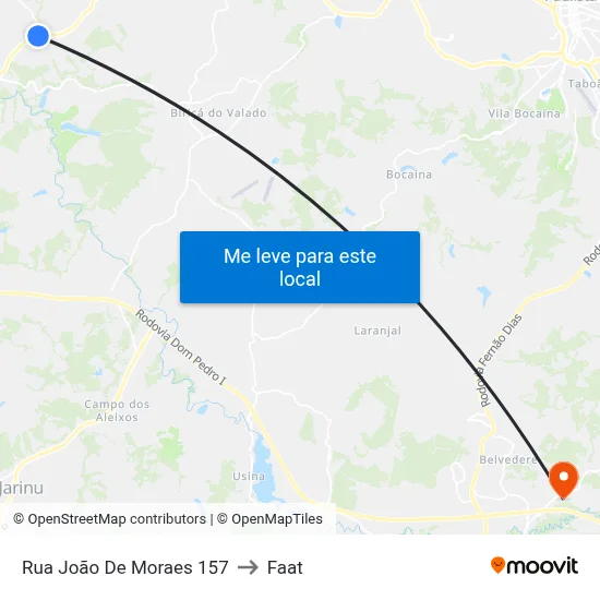 Rua João De Moraes 157 to Faat map