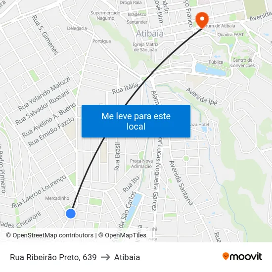 Rua Ribeirão Preto, 639 to Atibaia map