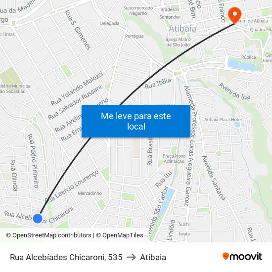 Rua Alcebíades Chicaroni, 535 to Atibaia map