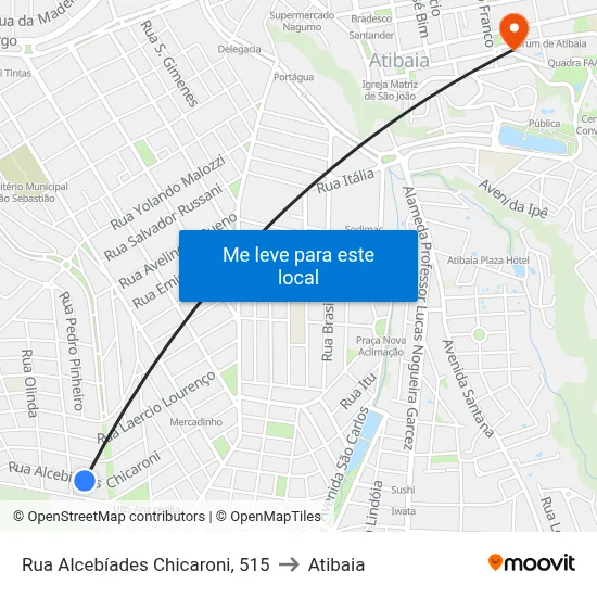Rua Alcebíades Chicaroni, 515 to Atibaia map