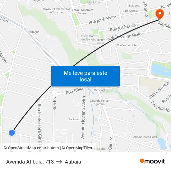 Avenida Atibaia, 713 to Atibaia map