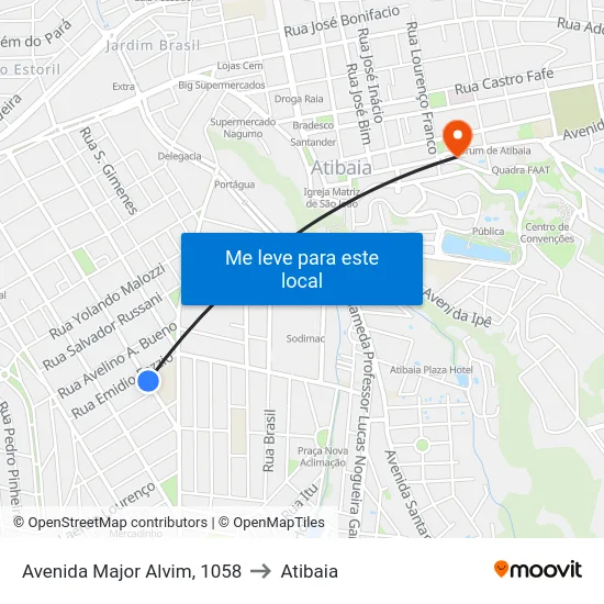 Avenida Major Alvim, 1058 to Atibaia map