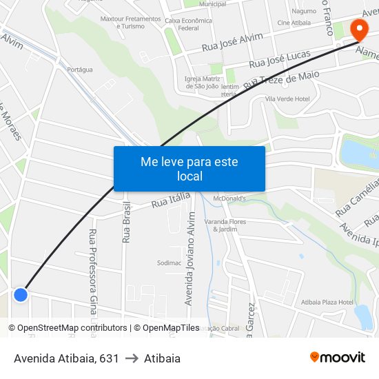 Avenida Atibaia, 631 to Atibaia map