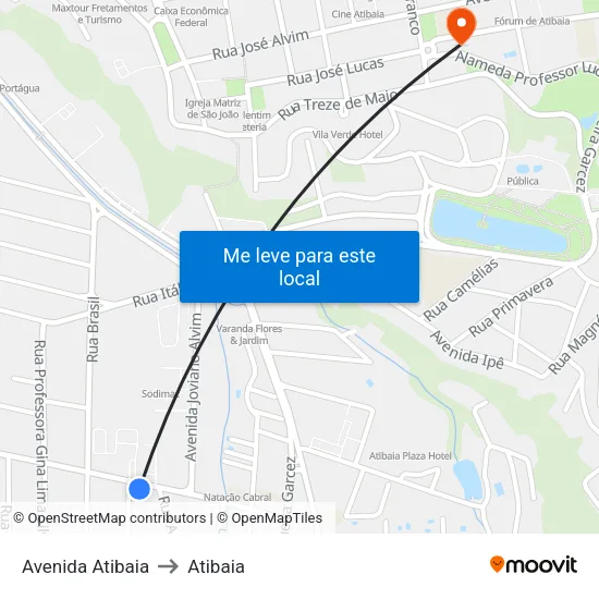 Avenida Atibaia to Atibaia map