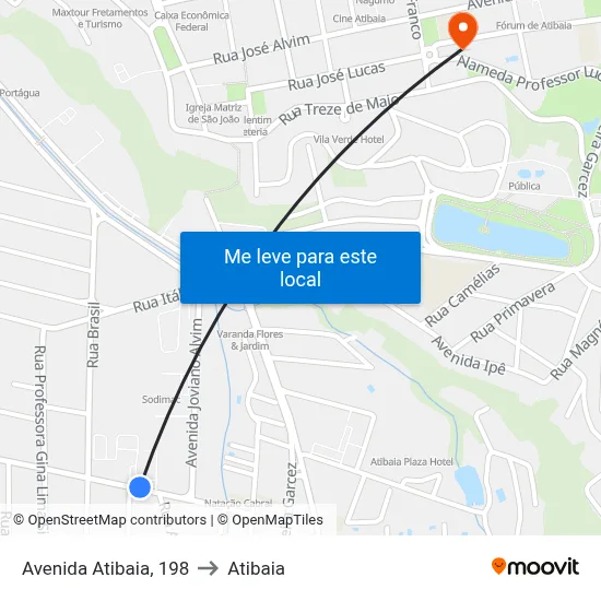 Avenida Atibaia, 198 to Atibaia map