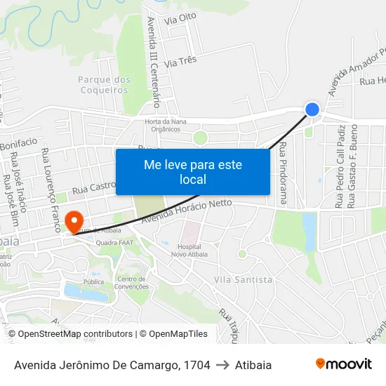Avenida Jerônimo De Camargo, 1704 to Atibaia map