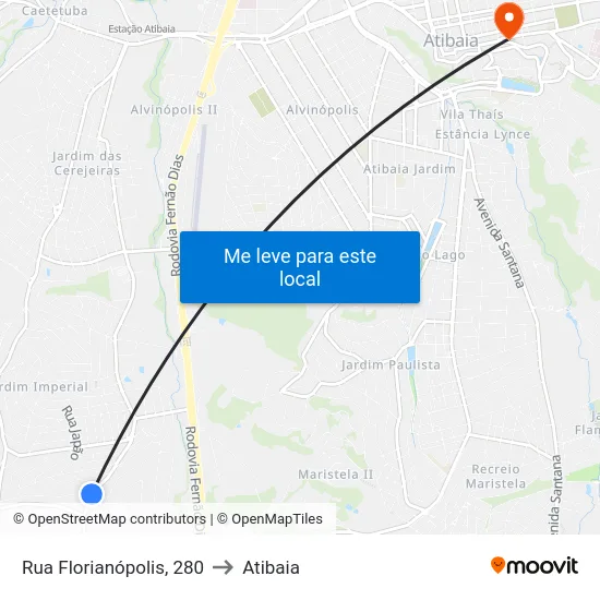 Rua Florianópolis, 280 to Atibaia map