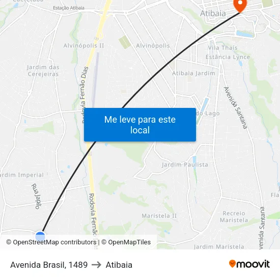Avenida Brasil, 1489 to Atibaia map