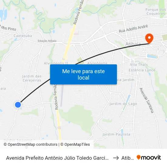 Avenida Prefeito Antônio Júlio Toledo Garcia Lopes, 1886 to Atibaia map