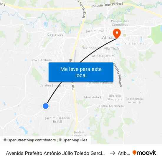 Avenida Prefeito Antônio Júlio Toledo Garcia Lopes, 4975 to Atibaia map