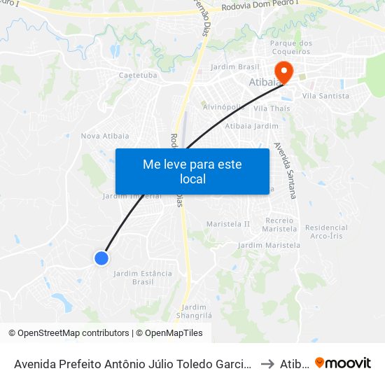 Avenida Prefeito Antônio Júlio Toledo Garcia Lopes, 4895 to Atibaia map